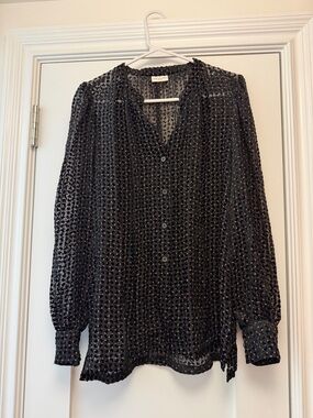 Dries Van Noten Black Blouse with Copper Dot Pattern